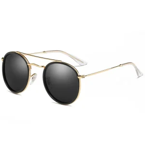 عینک آفتابی گرد مدل 0915 رنگ طلایی کد 2117